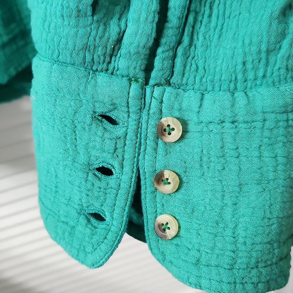 We The Free Lightweight Gauze Shirt in Teal - Picture 5 of 12
